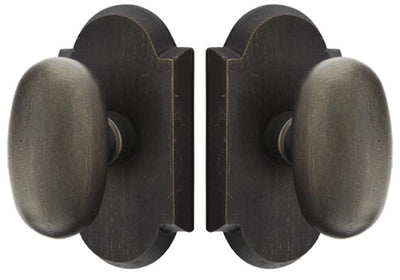 ##Antique Hardware## Solid Brass Sandcast Egg Door Knob Set With Arched Rosette (Several Finish Options)