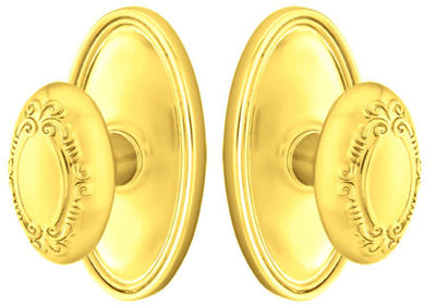 ##Antique Hardware## Solid Brass Victoria Door Knob Set With Oval Rosette (Several Finish Options)