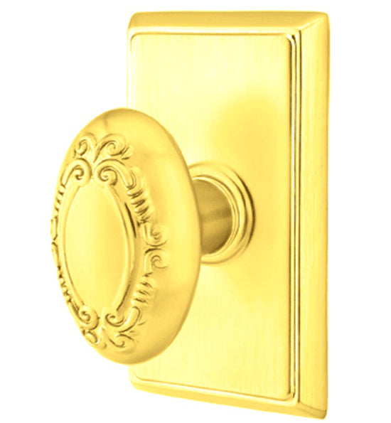 ##Antique Hardware## Solid Brass Victoria Door Knob Set With Rectangular Rosette (Several Finish Options)