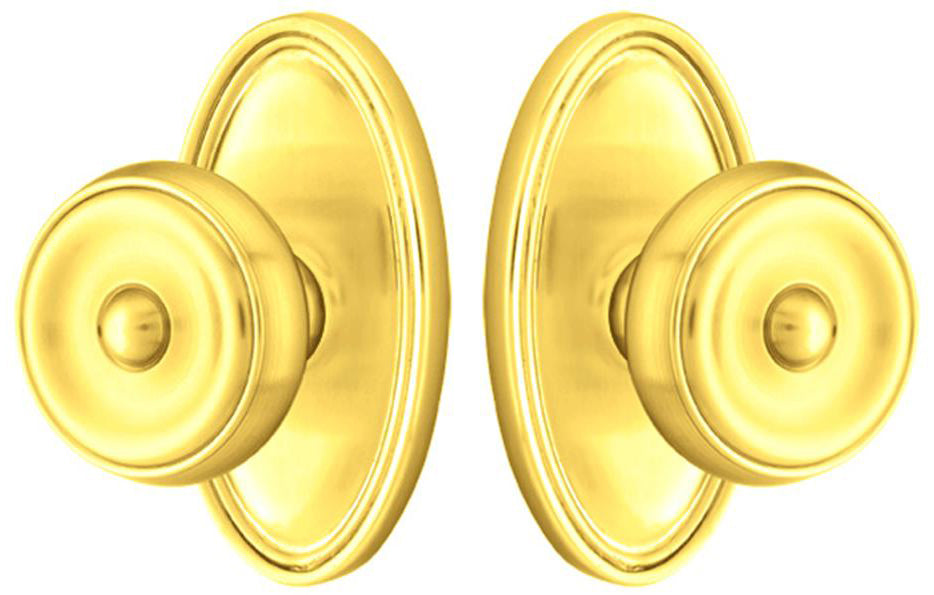 ##Antique Hardware## Solid Brass Waverly Door Knob Set With Oval Rosette (Several Finish Options)