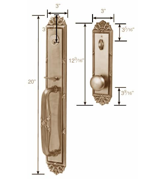 ##Antique Hardware## Solid Brass Imperial Style Double Door Entryway Set