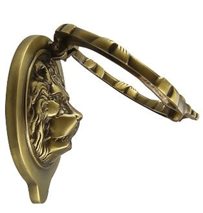 ##Antique Hardware## Ribbon & Reed 6 Inch Brass Lion Door Knocker (Several Finishes Available)