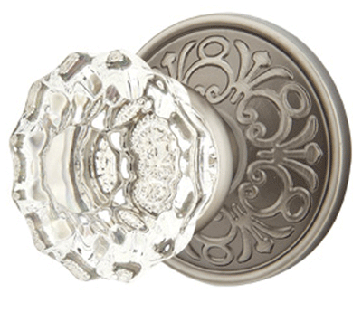 ##Antique Hardware## Emtek Crystal Astoria Door Knob Set With Lancaster Rosette (Several Finishes Available)