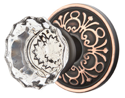 ##Antique Hardware## Emtek Crystal Astoria Door Knob Set With Lancaster Rosette (Several Finishes Available)