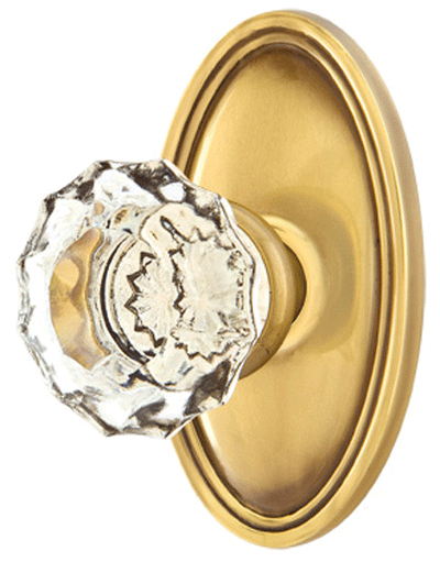 Antique Hardware Crystal Astoria Door Knob Set With Oval Rosette (Several Finish Options) EMTEK GLASS CRYSTAL ASTORIA DOOR KNOB