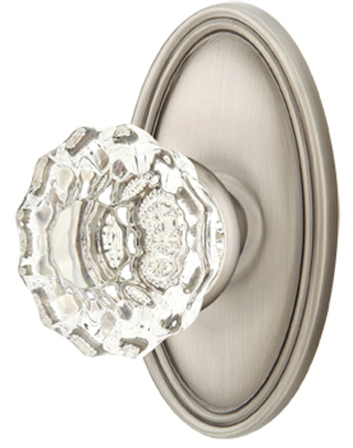 Antique Hardware Crystal Astoria Door Knob Set With Oval Rosette (Several Finish Options) EMTEK GLASS CRYSTAL ASTORIA DOOR KNOB