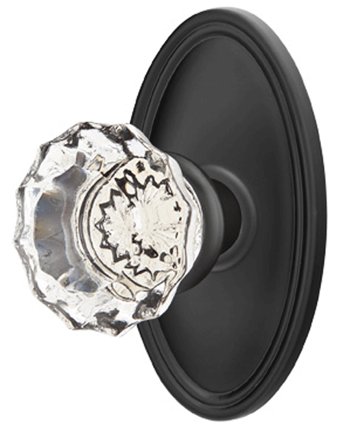 Antique Hardware Crystal Astoria Door Knob Set With Oval Rosette (Several Finish Options) EMTEK GLASS CRYSTAL ASTORIA DOOR KNOB