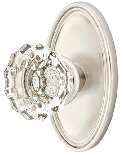 Antique Hardware Crystal Astoria Door Knob Set With Oval Rosette (Several Finish Options) EMTEK GLASS CRYSTAL ASTORIA DOOR KNOB