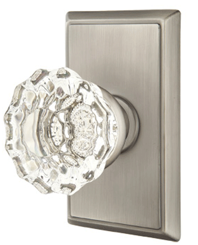 ##Antique Hardware## Emtek Crystal Astoria Door Knob Set With Rectangular Rosette (Several Finish Options)