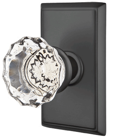 ##Antique Hardware## Emtek Crystal Astoria Door Knob Set With Rectangular Rosette (Several Finish Options)