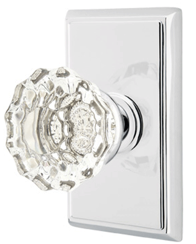 ##Antique Hardware## Emtek Crystal Astoria Door Knob Set With Rectangular Rosette (Several Finish Options)