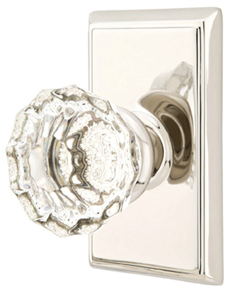 ##Antique Hardware## Emtek Crystal Astoria Door Knob Set With Rectangular Rosette (Several Finish Options)