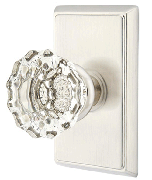 ##Antique Hardware## Emtek Crystal Astoria Door Knob Set With Rectangular Rosette (Several Finish Options)