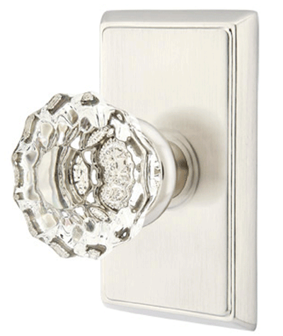 ##Antique Hardware## Emtek Crystal Astoria Door Knob Set With Rectangular Rosette (Several Finish Options)