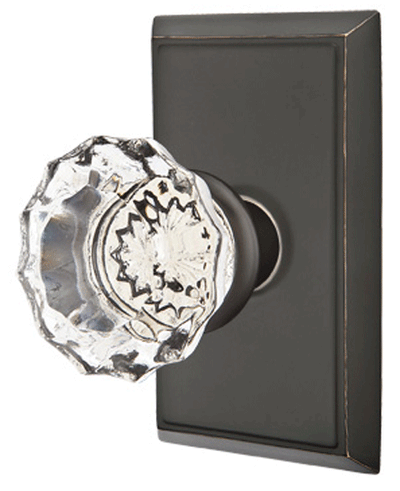 ##Antique Hardware## Emtek Crystal Astoria Door Knob Set With Rectangular Rosette (Several Finish Options)