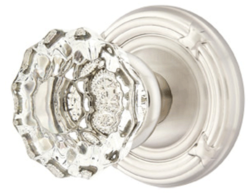 ##Antique Hardware## Emtek Crystal Astoria Door Knob Set With Ribbon & Reed Rosette (Several Finish Options)