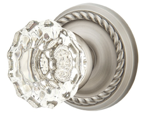 Antique Hardware Crystal Astoria Door Knob Set With Rope Rosette (Several Finish Options) EMTEK GLASS CRYSTAL ASTORIA DOOR KNOB