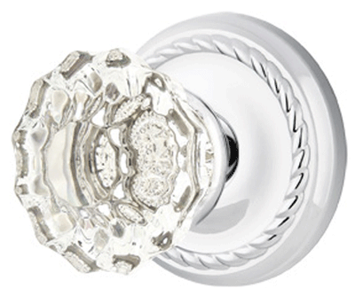 Antique Hardware Crystal Astoria Door Knob Set With Rope Rosette (Several Finish Options) EMTEK GLASS CRYSTAL ASTORIA DOOR KNOB