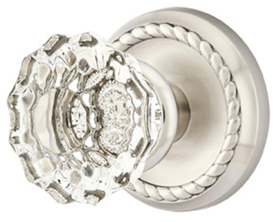 Antique Hardware Crystal Astoria Door Knob Set With Rope Rosette (Several Finish Options) EMTEK GLASS CRYSTAL ASTORIA DOOR KNOB