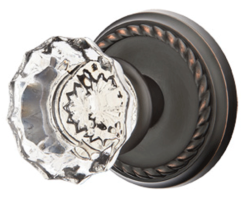 Antique Hardware Crystal Astoria Door Knob Set With Rope Rosette (Several Finish Options) EMTEK GLASS CRYSTAL ASTORIA DOOR KNOB