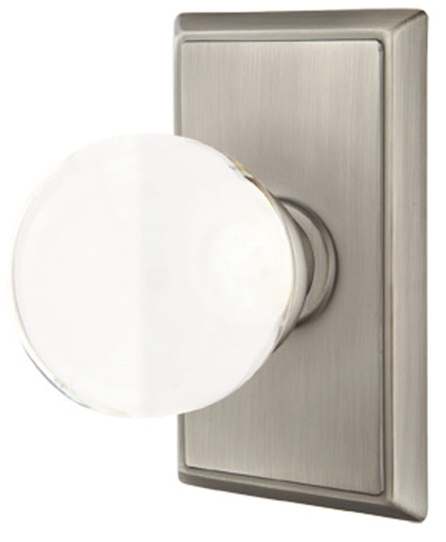 ##Antique Hardware## Crystal Bristol Door Knob Set With Rectangular Rosette (Severl Finish Options)