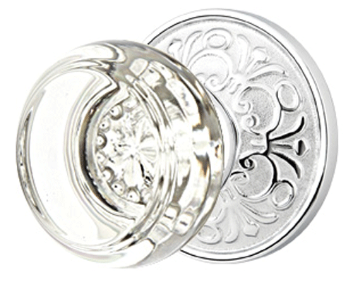 ##Antique Hardware## Emtek Crystal Georgetown Door Knob Set With Lancaster Rosette