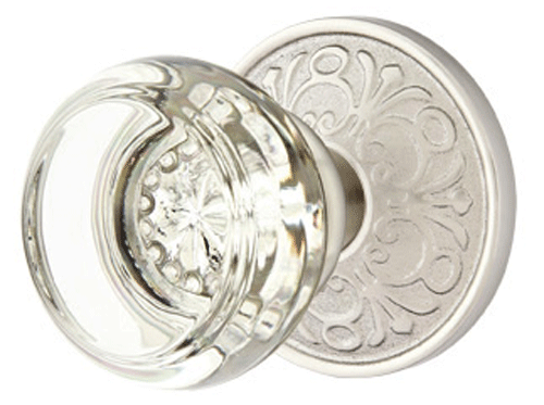 ##Antique Hardware## Emtek Crystal Georgetown Door Knob Set With Lancaster Rosette