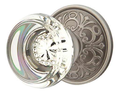 ##Antique Hardware## Emtek Crystal Georgetown Door Knob Set With Lancaster Rosette