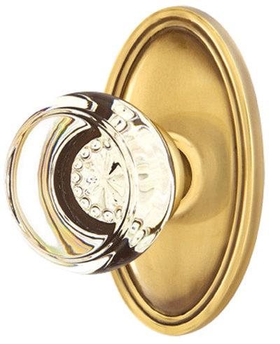 ##Antique Hardware## Emtek Crystal Georgetown Door Knob Set With Oval Rosette (Several Finishes Available)