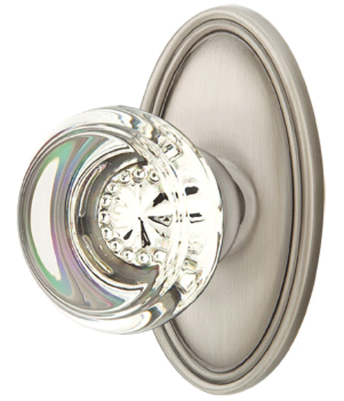 ##Antique Hardware## Emtek Crystal Georgetown Door Knob Set With Oval Rosette (Several Finishes Available)