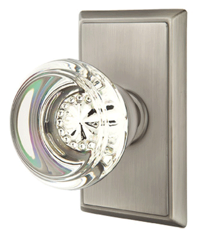 ##Antique Hardware## Crystal Georgetown Door Knob Set With Rectangular Rosette (Several Finish Options)