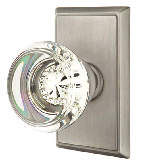 ##Antique Hardware## Crystal Door Hardware - Georgetown Privacy Door Knob with Rectangular Rose in Flat Black - 8221GTUS19 - Emtek Hardware