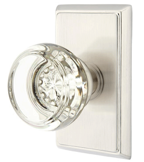 ##Antique Hardware## Crystal Georgetown Door Knob Set With Rectangular Rosette (Several Finish Options)