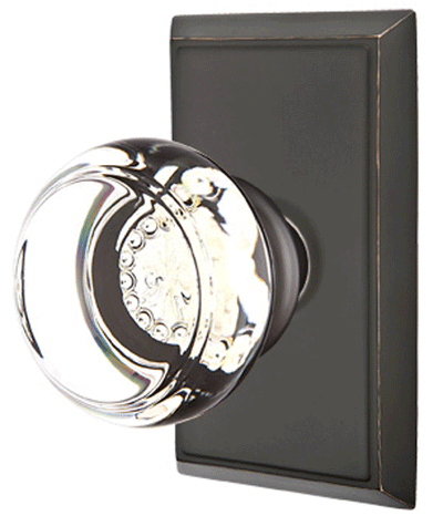 ##Antique Hardware## Crystal Georgetown Door Knob Set With Rectangular Rosette (Several Finish Options)