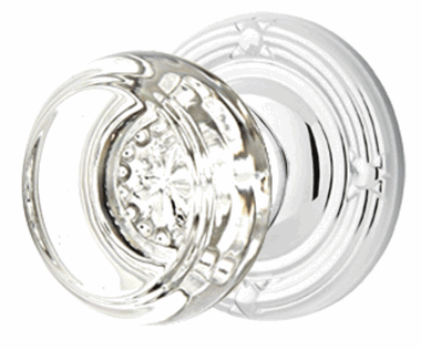 ##Antique Hardware## Emtek Crystal Georgetown Door Knob Set With Ribbon & Reed Rosette (Several Finish Options)