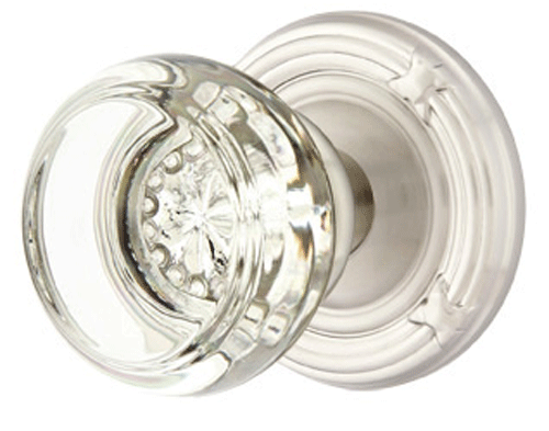 ##Antique Hardware## Emtek Crystal Georgetown Door Knob Set With Ribbon & Reed Rosette (Several Finish Options)