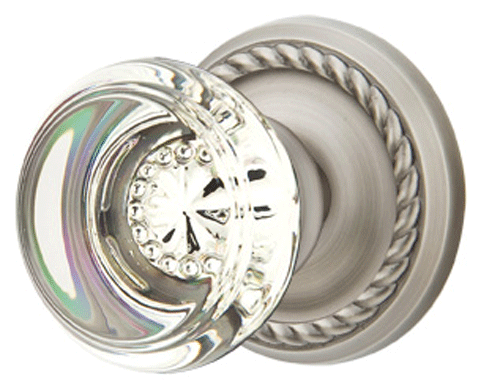 Antique Hardware Crystal Georgetown Door Knob Set With Rope Rosette (Several Finish Options) EMTEK GLASS CRYSTAL GEORGETOWN DOOR KNOB