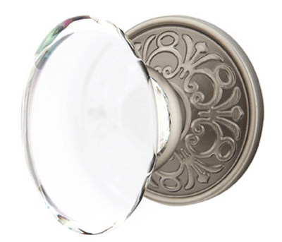 ##Antique Hardware## Emtek Crystal Hampton Door Knob Set With Lancaster Rosette (Several Finish Options)