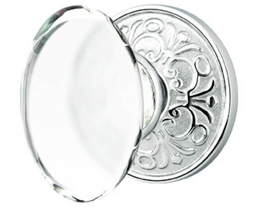 ##Antique Hardware## Emtek Crystal Hampton Door Knob Set With Lancaster Rosette (Several Finish Options)