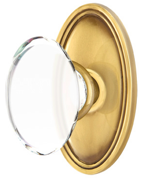 ##Antique Hardware## Crystal Hampton Door Knob Set With Oval Rosette (Several Finish Options)