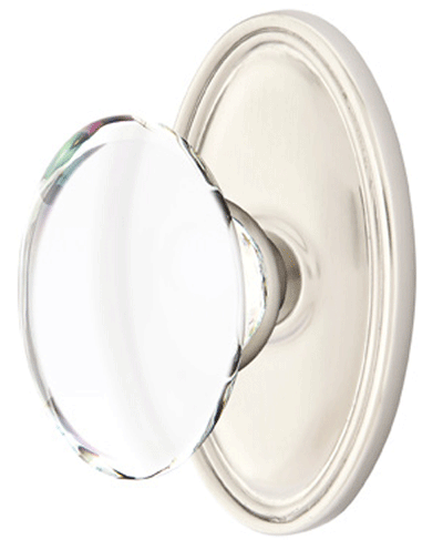 ##Antique Hardware## Crystal Hampton Door Knob Set With Oval Rosette (Several Finish Options)