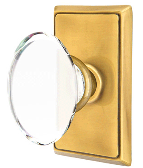 ##Antique Hardware## Crystal Hampton Door Knob Set With Rectangular Rosette (Several Finish Options)