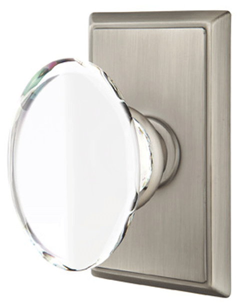 ##Antique Hardware## Crystal Hampton Door Knob Set With Rectangular Rosette (Several Finish Options)