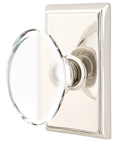 ##Antique Hardware## Crystal Hampton Door Knob Set With Rectangular Rosette (Several Finish Options)