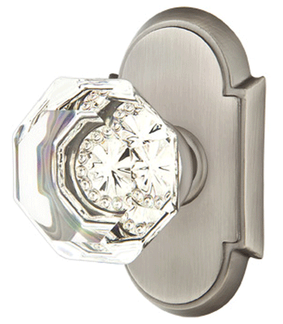 ##Antique Hardware## Emtek Crystal Old Town Clear Door Knob Set With # 8 Rosette (Several Finish Options)