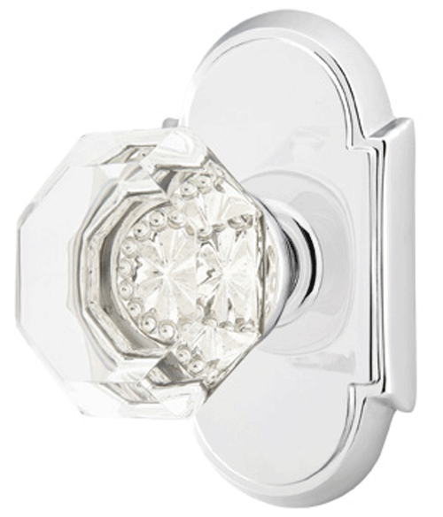 ##Antique Hardware## Emtek Crystal Old Town Clear Door Knob Set With # 8 Rosette (Several Finish Options)