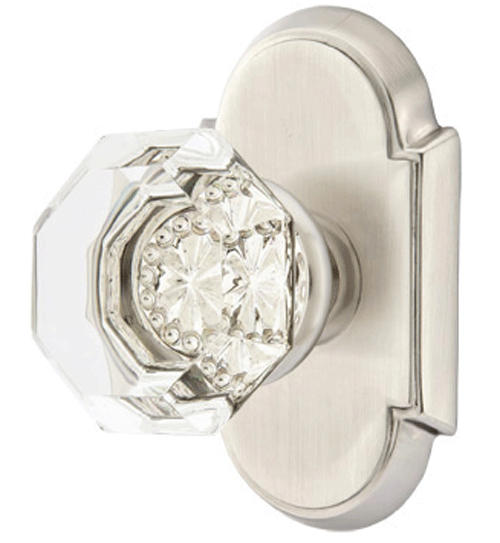 ##Antique Hardware## Emtek Crystal Old Town Clear Door Knob Set With # 8 Rosette (Several Finish Options)