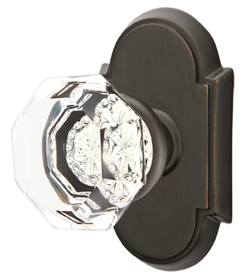 ##Antique Hardware## Emtek Crystal Old Town Clear Door Knob Set With # 8 Rosette (Several Finish Options)