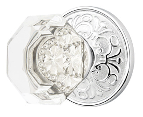 ##Antique Hardware## Emtek Crystal Old Town Clear Door Knob Set With Lancaster Rosette (Several Finish Options)