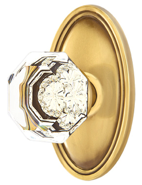 ##Antique Hardware## Emtek Crystal Old Town Clear Door Knob Set With Oval Rosette (Several Finish Options)